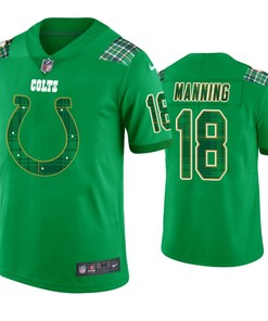 St. Patricks Day Indianapolis Colts #18 Peyton Manning Jersey Kelly Green - Men - Robokeg