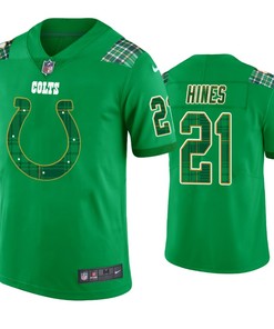 St. Patricks Day Indianapolis Colts #21 Nyheim Hines Jersey Kelly Green - Men - Robokeg