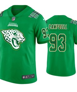 St. Patricks Day Jacksonville Jaguars #93 Calais Campbell Jersey Kelly Green - Men - Robokeg