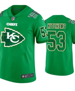 St. Patricks Day Kansas City Chiefs #53 Anthony Hitchens Jersey Kelly Green - Men - Robokeg
