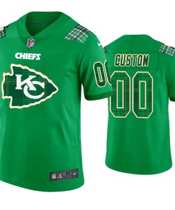 St. Patricks Day Kansas City Chiefs Custom Jersey Kelly Green - Mens - Robokeg