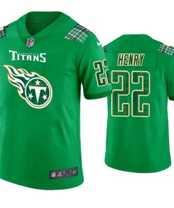 St. Patricks Day Tennessee Titans #22 Derrick Henry Jersey Kelly Green - Men - Robokeg
