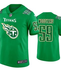 St. Patricks Day Tennessee Titans #59 Wesley Woodyard Jersey Kelly Green - Men - Robokeg