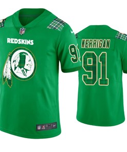 St. Patricks Day Washington Redskins #91 Ryan Kerrigan Jersey Kelly Green - Men - Robokeg