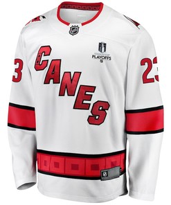 Stefan Noesen 23 Carolina Hurricanes Stanley Cup 2023 Playoffs Patch Away Breakaway Men Jersey - White - Robokeg