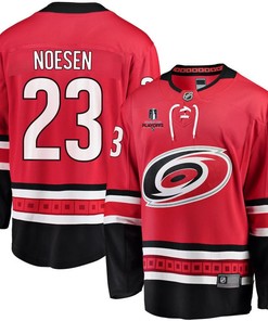Stefan Noesen 23 Carolina Hurricanes Stanley Cup 2023 Playoffs Patch Home Breakaway Men Jersey - Red - Robokeg