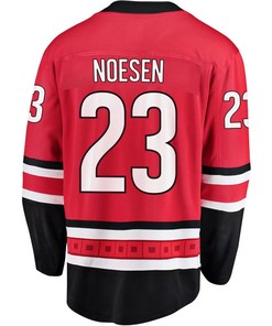 Stefan Noesen 23 Carolina Hurricanes Stanley Cup 2023 Playoffs Patch Home Breakaway Men Jersey - Red - Robokeg
