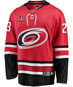 Stefan Noesen 23 Carolina Hurricanes Stanley Cup 2023 Playoffs Patch Home Breakaway Men Jersey - Red - Robokeg