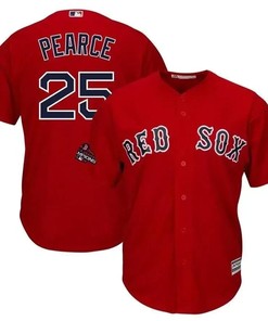 Steve Pearce Boston Red Sox 2018 World Series Champions Team Logo Player Jersey - Scarlet - Robokeg