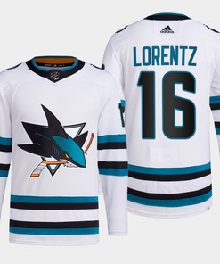 Steven Lorentz 16 San Jose Sharks White Jersey 2022-23 Away Primegreen - Robokeg