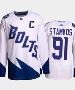 Steven Stamkos Lightning 2022 Stadium Series White Primegreen Jersey, Men Jersey - Robokeg