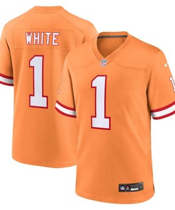 Tampa Bay Buccaneers #1 Rachaad White Throwback Game Jersey - Orange - Robokeg