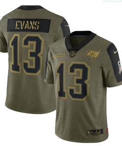 Tampa Bay Buccaneers Mike Evans 13 Nfl Olive 2021 Salute To Service Retired Player Men Jersey For Buccaneers Fans - Robokeg