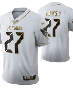 Tampa Bay Buccaneers Ronald Jones Ii 27 2021 Nfl Golden Brandedition White Jersey Gift For Buccaneers Fans - Robokeg