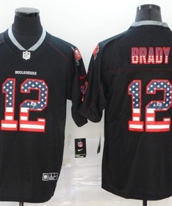 Tampa Bay Buccaneers Tom Brady #12 Nfl 2020 Us Flag Black Jersey - Robokeg