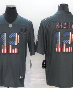 Tampa Bay Buccaneers Tom Brady #12 Nfl 2020 Us Flag Grey Jersey - Robokeg
