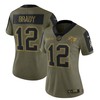 Tampa Bay Buccaneers Tom Brady 12 Nfl Olive 2021 Salute To Service Retired Player Women Jersey For Buccaneers Fans - Robokeg