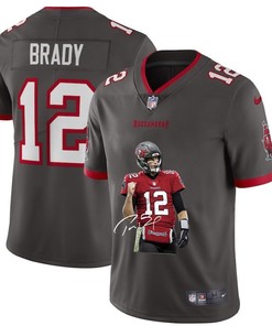 Tampa Bay Buccaneers Tom Brady #12 Nfl Portrait Brandedition Grey Jersey - Robokeg