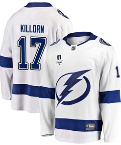 Tampa Bay Lightning Alex Killorn 17 Away 2022 Stanley Cup Final Breakaway Men Jersey - White - Robokeg