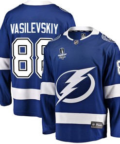 Tampa Bay Lightning Andrei Vasilevskiy 88 Home 2022 Stanley Cup Final Breakaway Men Jersey - Blue - Robokeg