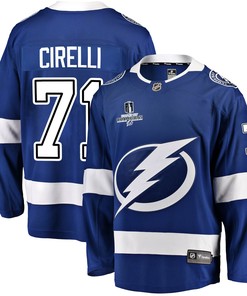 Tampa Bay Lightning Anthony Cirelli 71 Home 2022 Stanley Cup Champions Breakaway Men Jersey - Blue - Robokeg