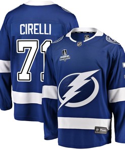 Tampa Bay Lightning Anthony Cirelli 71 Home 2022 Stanley Cup Playoffs Breakaway Men Jersey - Blue - Robokeg