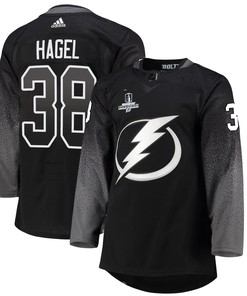 Tampa Bay Lightning Brandon Hagel 38 Alternate 2022 Stanley Cup Champions Breakaway Men Jersey - Black - Robokeg