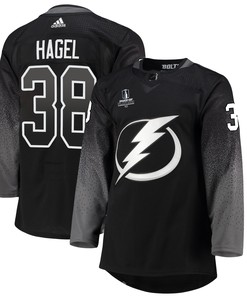 Tampa Bay Lightning Brandon Hagel 38 Alternate 2022 Stanley Cup Playoffs Breakaway Men Jersey - Black - Robokeg