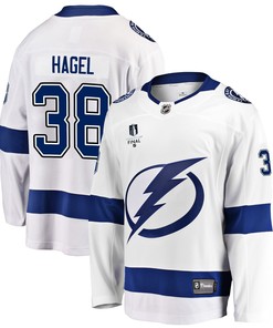 Tampa Bay Lightning Brandon Hagel 38 Away 2022 Stanley Cup Final Breakaway Men Jersey - White - Robokeg
