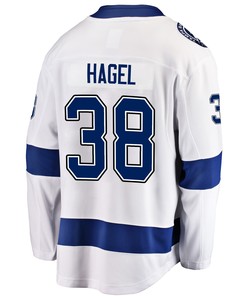 Tampa Bay Lightning Brandon Hagel 38 Away 2022 Stanley Cup Playoffs Breakaway Men Jersey - White - Robokeg