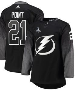 Tampa Bay Lightning Brayden Point 21 Alternate 2022 Stanley Cup Playoffs Breakaway Men Jersey - Black - Robokeg