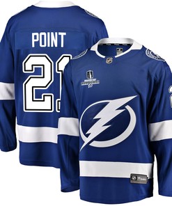 Tampa Bay Lightning Brayden Point 21 Home 2022 Stanley Cup Champions Breakaway Men Jersey - Blue - Robokeg