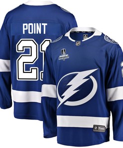 Tampa Bay Lightning Brayden Point 21 Home 2022 Stanley Cup Playoffs Breakaway Men Jersey - Blue - Robokeg