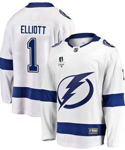 Tampa Bay Lightning Brian Elliott 1 Away 2022 Stanley Cup Final Breakaway Men Jersey - White - Robokeg