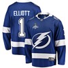 Tampa Bay Lightning Brian Elliott 1 Home 2022 Stanley Cup Champions Breakaway Men Jersey - Blue - Robokeg