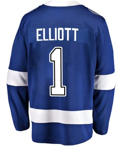 Tampa Bay Lightning Brian Elliott 1 Home 2022 Stanley Cup Champions Breakaway Men Jersey - Blue - Robokeg