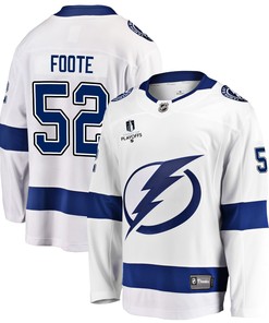 Tampa Bay Lightning Callan Foote 52 Away 2022 Stanley Cup Playoffs Breakaway Men Jersey - White - Robokeg