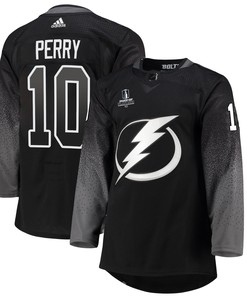 Tampa Bay Lightning Corey Perry 10 Alternate 2022 Stanley Cup Playoffs Breakaway Men Jersey - Black - Robokeg