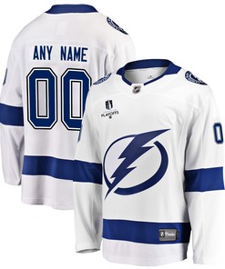 Tampa Bay Lightning Custom Away 2022 Stanley Cup Playoffs Breakaway Men Jersey - White - Robokeg