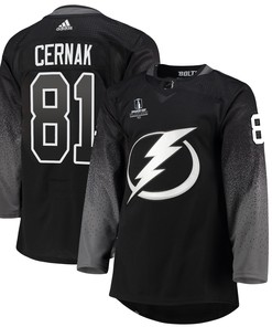 Tampa Bay Lightning Erik Cernak 81 Alternate 2022 Stanley Cup Playoffs Breakaway Men Jersey - Black - Robokeg