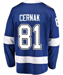 Tampa Bay Lightning Erik Cernak 81 Home 2022 Stanley Cup Champions Breakaway Men Jersey - Blue - Robokeg