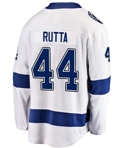 Tampa Bay Lightning Jan Rutta 44 Away 2022 Stanley Cup Playoffs Breakaway Men Jersey - White - Robokeg