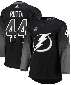 Tampa Bay Lightning Jan Rutta 44 alternate 2022 Stanley Cup Final Breakaway Men Jersey - black - Robokeg