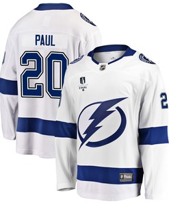 Tampa Bay Lightning Nick Paul 20 Away 2022 Stanley Cup Final Breakaway Men Jersey - White - Robokeg