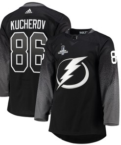 Tampa Bay Lightning Nikita Kucherov 86 Alternate 2022 Stanley Cup Champions Breakaway Men Jersey - Black - Robokeg