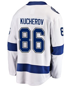 Tampa Bay Lightning Nikita Kucherov 86 Away 2022 Stanley Cup Champions Breakaway Men Jersey - White - Robokeg
