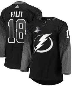 Tampa Bay Lightning Ondrej Palat 18 Alternate 2022 Stanley Cup Champions Breakaway Men Jersey - Black - Robokeg