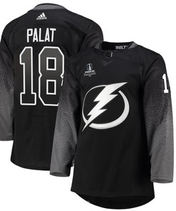 Tampa Bay Lightning Ondrej Palat 18 Alternate 2022 Stanley Cup Playoffs Breakaway Men Jersey - Black - Robokeg