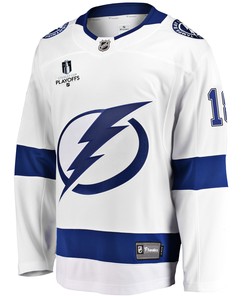 Tampa Bay Lightning Ondrej Palat 18 Away 2022 Stanley Cup Playoffs Breakaway Men Jersey - White - Robokeg