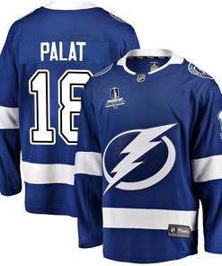Tampa Bay Lightning Ondrej Palat 18 Home 2022 Stanley Cup Playoffs Breakaway Men Jersey - Blue - Robokeg